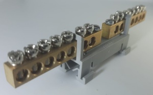 Clema dubla bloc terminal 2x7 gauri cu prindere pe sina DIN 35mm max 16mm² - Img 3