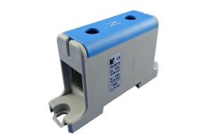 Clema terminala conexiune 1 pol albastra Cu-Al 2x95mm² montare pe sina DIN 35mm 220A (Al) 245A ( Cu) - Img 1