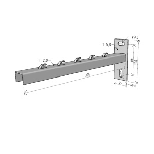 Consola 325x120mm NPZM300 electro-galvanizata suport pentru prindere canal cablu din sarma mesh 300mm, susținere maxim 80 kg - Img 2