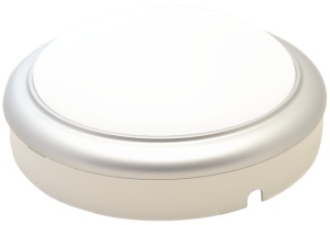 Corp ilum.LED din mat .plastic cu ramă argintie, rotund