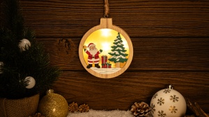 Decorațiune LED , Moș Crăciun,rotund,cu baterii (X24012)