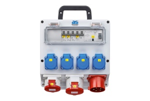 Distribuitor de curent FIXO cu 1 priza 3P+N+E 16A 1 priza 3P+N+E 32A 4 prize schuko 16A IP44 organizare de santier