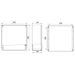 Doza 250x250x110mm distributie cutie jonctiune din aluminiu cu usa - balamale IP67 IK09 - Img 3