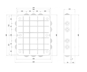 Doza aplicata patrata 460x380x120mm IP55 pentru distributie jonctiune ABS rezitenta UV cu presetupe - Img 2