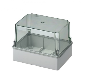 Doza aplicata transparenta 190x140x140mm IP56 inalta pentru distributie jonctiune ABS rezistenta UV fara presetupe margini netede