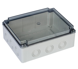 Doza cutie de jonctiune distributie 240x190x90mm aplicata transparenta forma de presetupe grad de protectie IP67