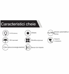 Lampă solară LED BUTTERFLY 1.5W 220lm 4000K neagră de perete IP65 detectare 90° la maxim 6 metri - Img 2