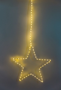 Lumină decorativă de Crăciun pt. geam, formă de stea,cu bat.