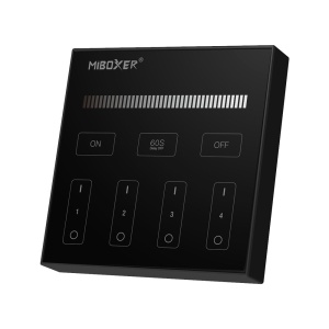 Mi-Light MiBoxer Group Grup de comandă Dimmer cu telecomandă neagră montat pe perete 4 zone DIM B