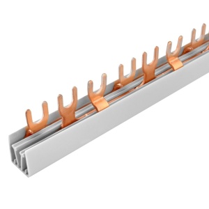 Pieptene busbar tip furca 3 poli 12 module(4x3 module) 63A 210mm 10mm² pentru conexiuni in sigurante - Img 2