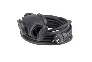 Prelungitor cu 3 prize cablu 0.3m H07RN-F 3G1,5 230V 16A max. 3500W IP44 - Img 1