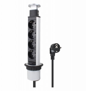 Priză schuko încastrabilă în blat de birou sau bucătărie, 4 posturi 220-240VAC 16A cablu 1.8m, pop-up - Img 2