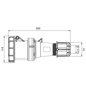 Priza trifazica mobila pe cablu 4 poli 63A 3P+E 6h CEE 380V IP67 - Img 2