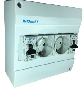 Prize aplicate schuko cu protectie copii si doua sigurante cu protectie diferentiala RCBO 16A 30mA IP20 - Img 1
