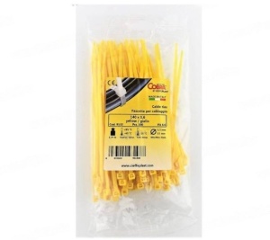 Set 100 buc colier cablu 140x3.6mm din plastic galben Cobra 9132 - Img 1