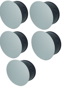 Set 5 doze de ramificatie rotunde sub tencuiala cu 8 intrari pentru zidarie Ø 70mm cu capac