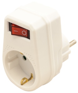 Adaptor priză cu întrerupător,alb