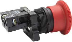 Buton rosu de urgenta ciuperca STOP 1NC 6A cu cap de eliberare 40mm pentru tablouri electrice - Img 2