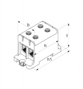 Clema terminala conexiune 1 pol albastra Cu-Al 6x150mm² montare pe sina DIN 35mm 290A (Al) 320A ( Cu) - Img 2