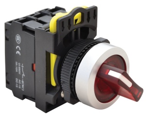 Comutator cu braţ luminos,LED,roşu, 2 poziţii