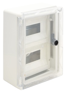 Cutie modulară de distrib.din mat.plastic, uşă transparentă
