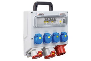 Distribuitor de curent FIXO cu 1 priza 3P+N+E 16A 1 priza 3P+N+E 32A 4 prize schuko 16A IP44 organizare de santier - Img 2