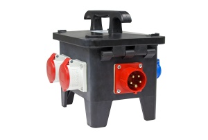 Distribuitor de putere pentru santier 16A 11kW IP44 cu protectie diferentiala intrare fisa 5 poli 6h 16A iesire 2 x prize CEE 5 poli 16A IP44 si 4 prize schuko IP44 - Img 2