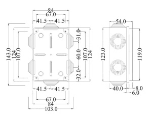 Doza aplicata patrata 120x80x50mm IP55 pentru distributie jonctiune ABS rezitenta UV - Img 3