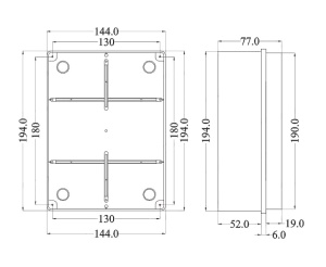 Doza aplicata patrata 190x140x70mm IP56 pentru distributie jonctiune ABS rezistenta UV fara presetupe margini netede - Img 2