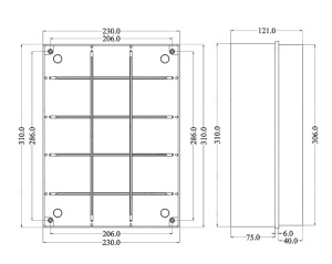 Doza aplicata patrata 300x220x120mm IP56 pentru distributie jonctiune ABS rezistenta UV fara presetupe margini netede - Img 2