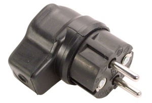 Fisa stecher negru unghiular cauciucat solid 230V 16A max. 2,5 mm² IP44