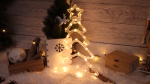 Lumină decorativă de Crăciun pt. geam, brad, fără baterii