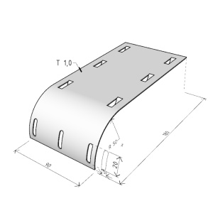 Placa metalica 180x90mm indoita pentru coborare cabluri din canalul metalic - Img 2