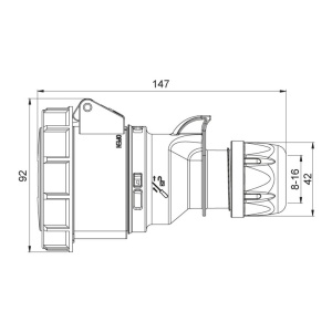 Priza trifazica mobila pe cablu 5 poli 16A 3P+N+E 6h CEE 380V IP67 - Img 2