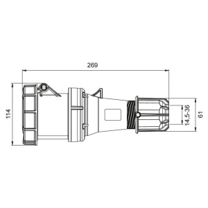Priza trifazica mobila pe cablu 5 poli 63A 3P+N+E 6h CEE 380V IP67 - Img 2