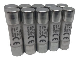 Set 10 sigurante 10x38 25A fuzibile cilindrice ceramica 500V AC gG - Img 1