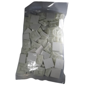 Set 100 buc suport cleme albe adezive 27x27 din plastic pentru prindere colier plastic 9660 Cobra - Img 3