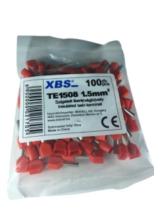 Set pini dubli rosii 1,5mm² conectori terminal de sertizare izolati poliamida tubulari set 100 buc