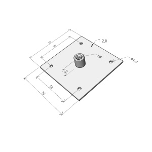 Suport de tavan 70x70mm pentru tijă filetată M8, susținere maxim 150kg - Img 3
