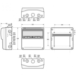 Tablou neechipat ABS 16 module usa de vizitare transparenta 330x330x155mm IP65 IK08 - Img 3