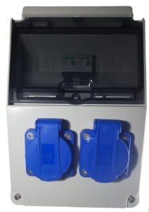 Tablou organizare de santier 7 module cu sigurante Schneider curba C precablat echipat cu 2 prize monofazice schuko 16A IP54 - Img 2