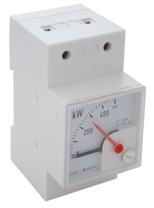 Wattmetru analogic modular, montaj pe şină
