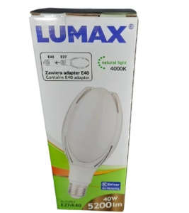 Bec LED de mare putere 40W E27 5200lm 4000K uz industrial cu adaptor E40/E27 - Img 2