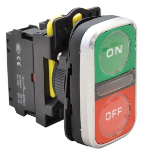 Buton dublu pornit-oprit,ON-OFF, verde+roşu, iluminat
