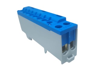 Clema terminala albastra nul 80A 690V 2x1,5 - 10/16 mm² si 8 x 1,5 - 6 mm² derivatie distributie montare pe sina