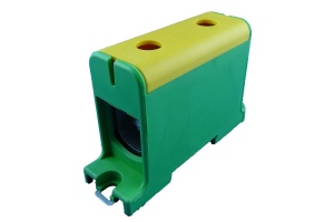 Clema terminala conexiune 1 pol verde galben Cu-Al 2x95mm² montare pe sina DIN 35mm 220A (Al) 245A ( Cu)