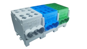 Cleme de distributie derivatie pentru conexiuni monofazice 25mm²/35mm² Cu-Al montaj pe sina DIN 100A - Img 2