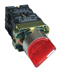Comutator cu braţ, iluminat, roşu,LED, 2 poziţii,în carcasă,