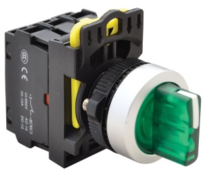 Comutator cu braţ luminos,LED,verde, 3 poz., cu revenire