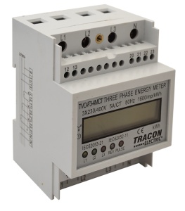 Contor trifazat energie el.,afişaj LCD, pt.reductoare,4 mod.